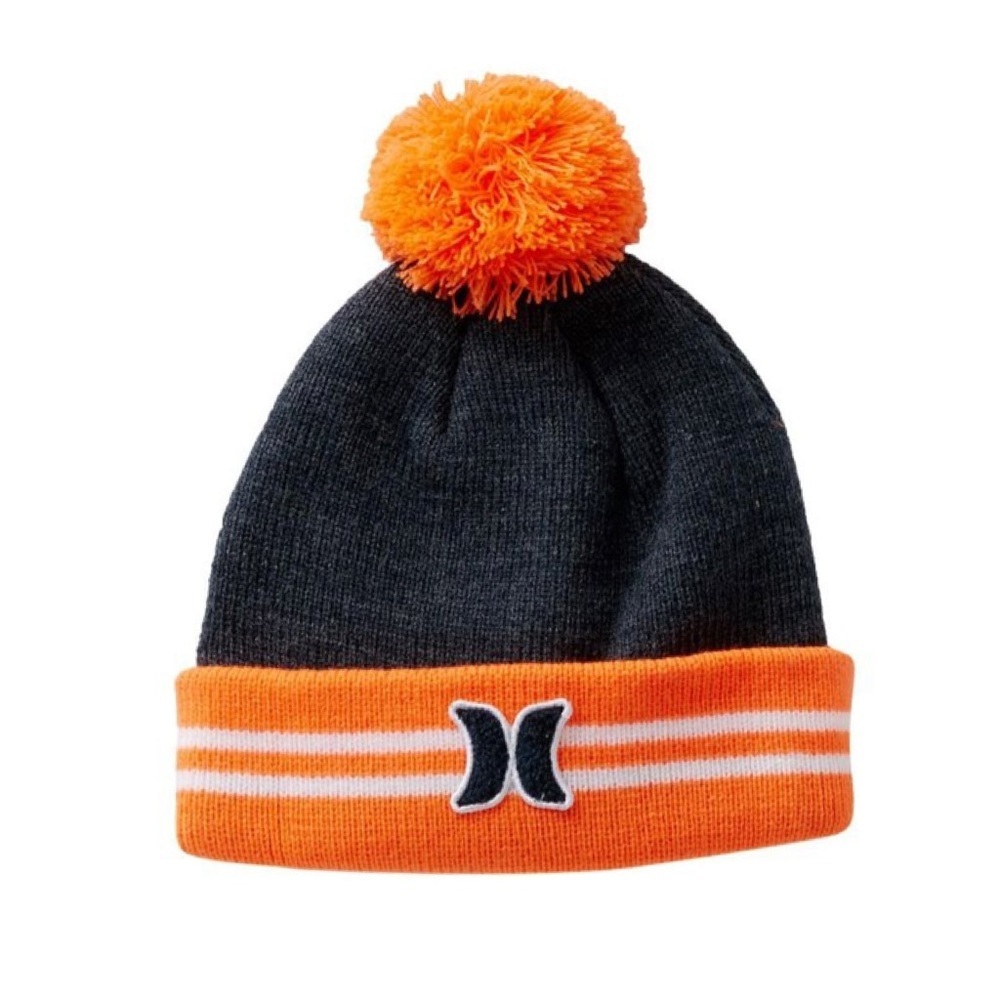 Hurley Knit Icon Varsity Orange Pom Pom Beanie